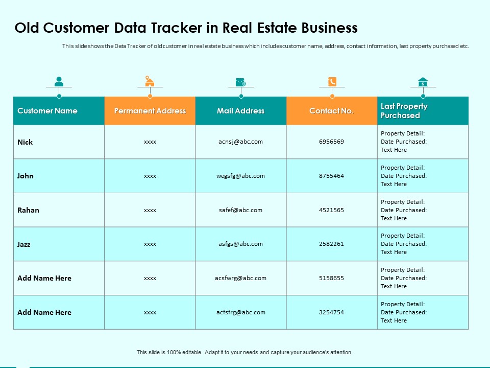Immovable Property CRM Old Customer Data Tracker In Real Estate Business Ppt PowerPoint Presentation Professional Inspiration