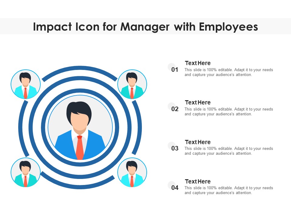 Impact Icon For Manager With Employees Ppt PowerPoint Presentation File Display PDF
