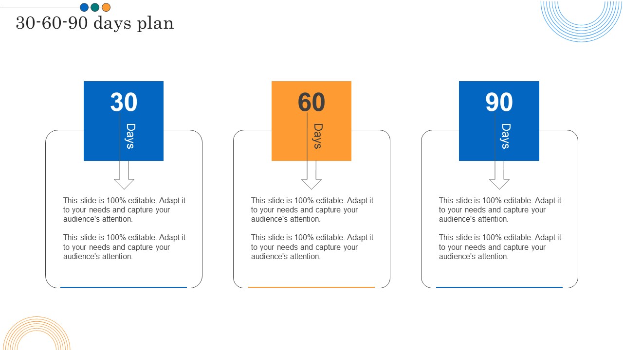 Implementing Marketing Strategies 30 60 90 Days Plan Ppt PowerPoint Presentation File Elements PDF