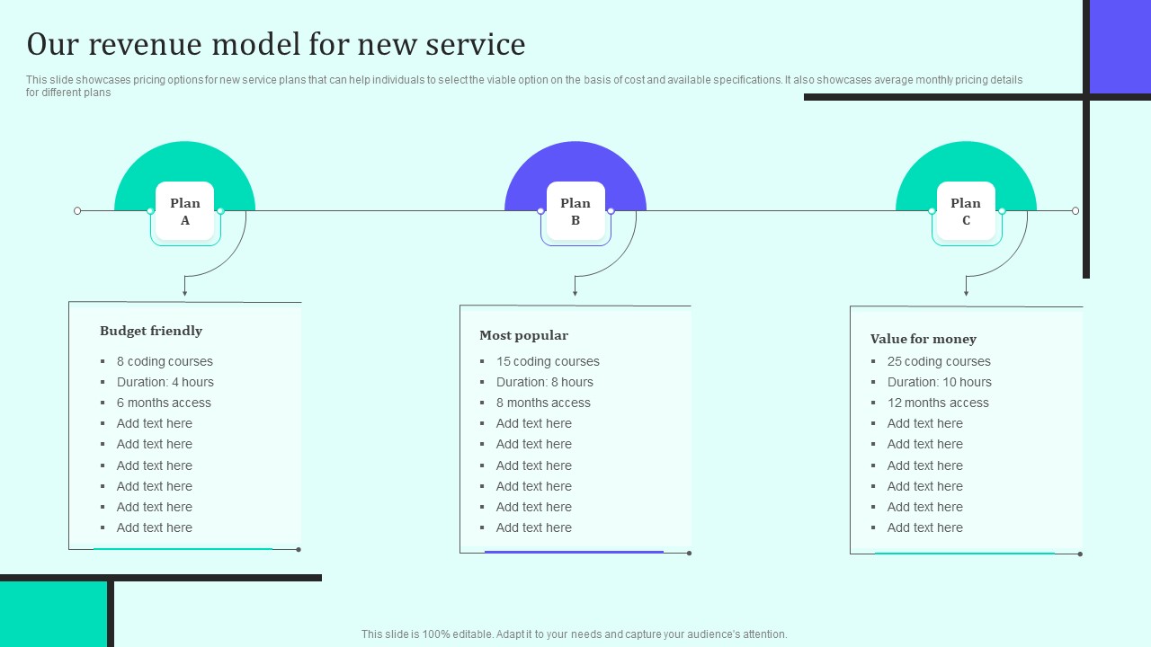 Implementing New Sales And Marketing Process For Services Our Revenue Model For New Service Demonstration PDF