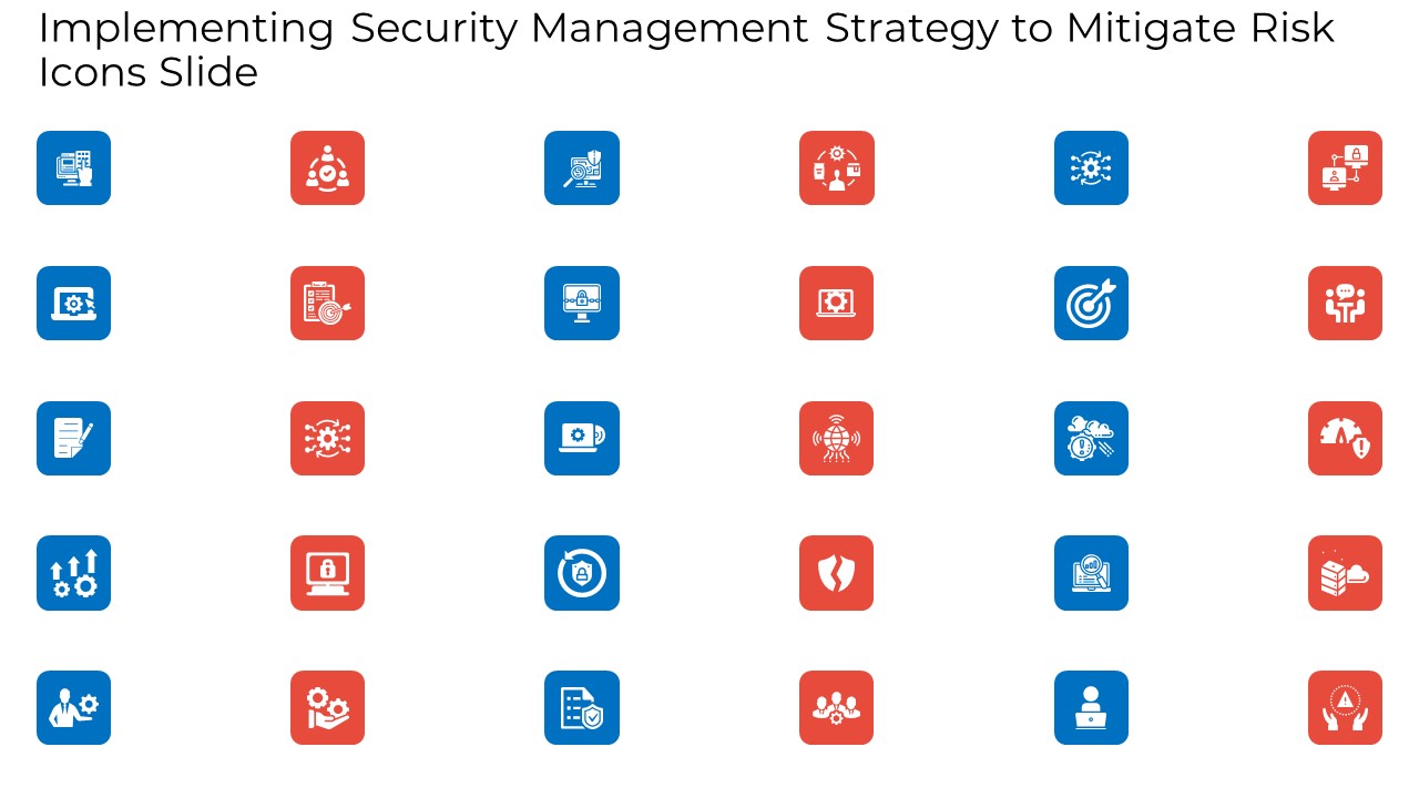 Implementing Security Management Strategy To Mitigate Risk Icons Slide Icons PDF