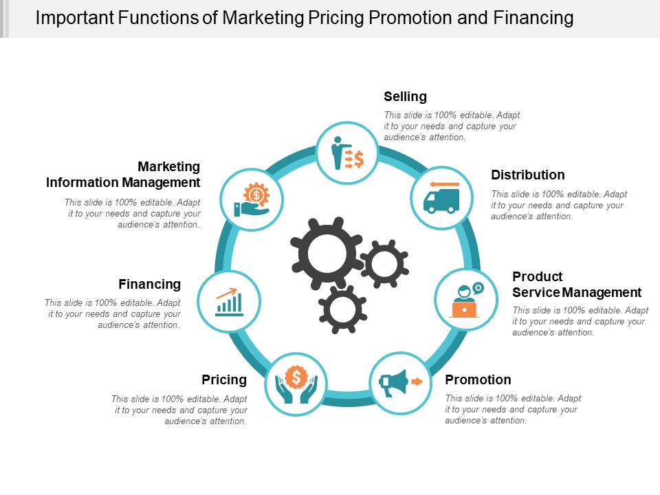 Important Functions Of Marketing Pricing Promotion And Financing Ppt Powerpoint Presentation Infographics Introduction