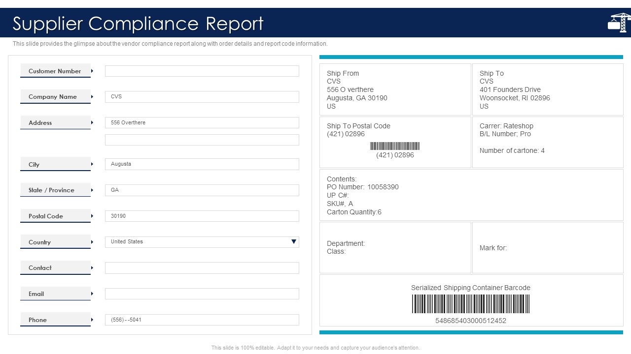 Inbound Logistics And Supply Chain Introduction Supplier Compliance Report Download PDF