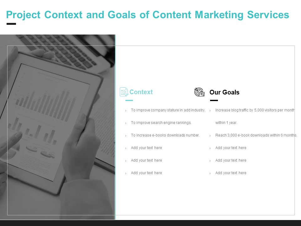 Inbound Marketing Proposal Project Context And Goals Of Content Marketing Services Ppt Ideas Slides PDF