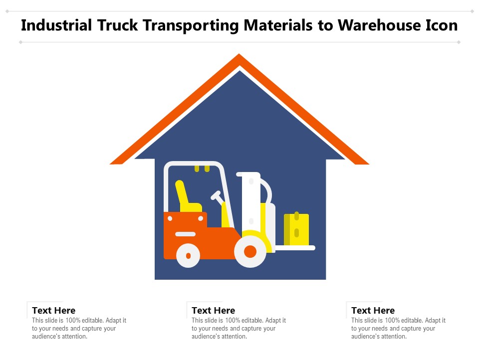 Industrial Truck Transporting Materials To Warehouse Icon Ppt PowerPoint Presentation Inspiration Background Designs PDF