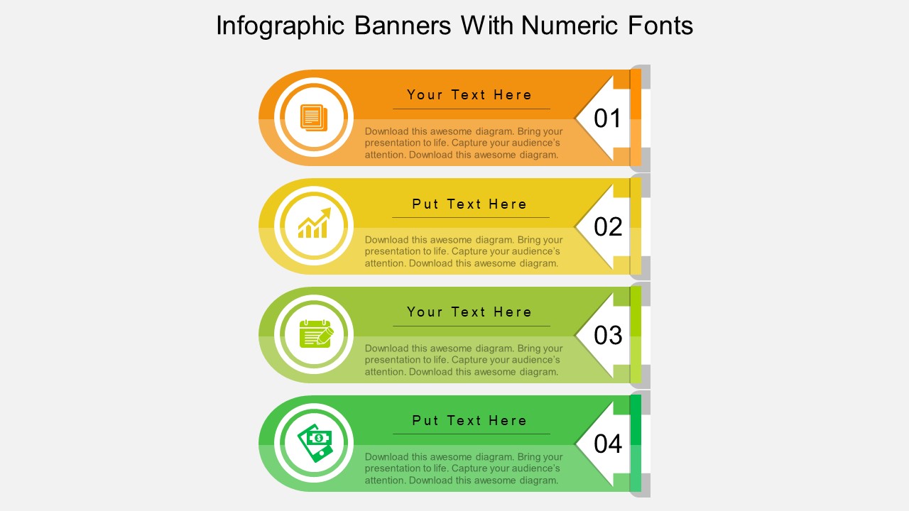 Infographic Banners With Numeric Fonts PowerPoint Template