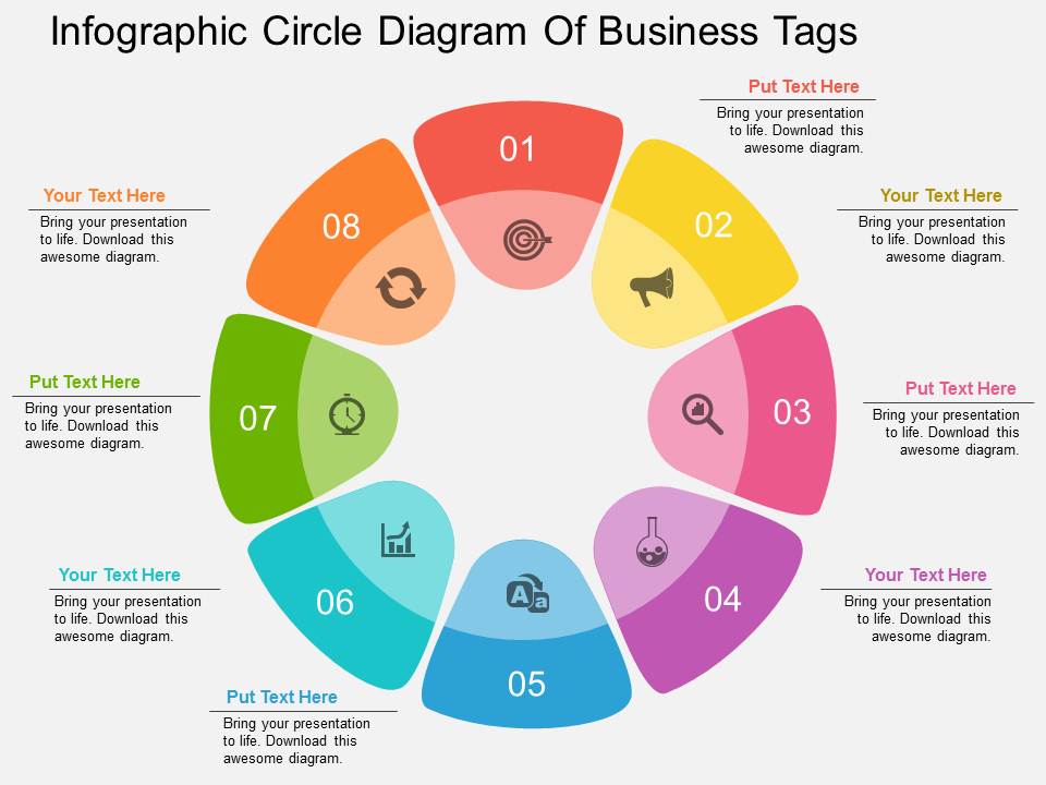 Infographic Circle Diagram Of Business Tags Powerpoint Template