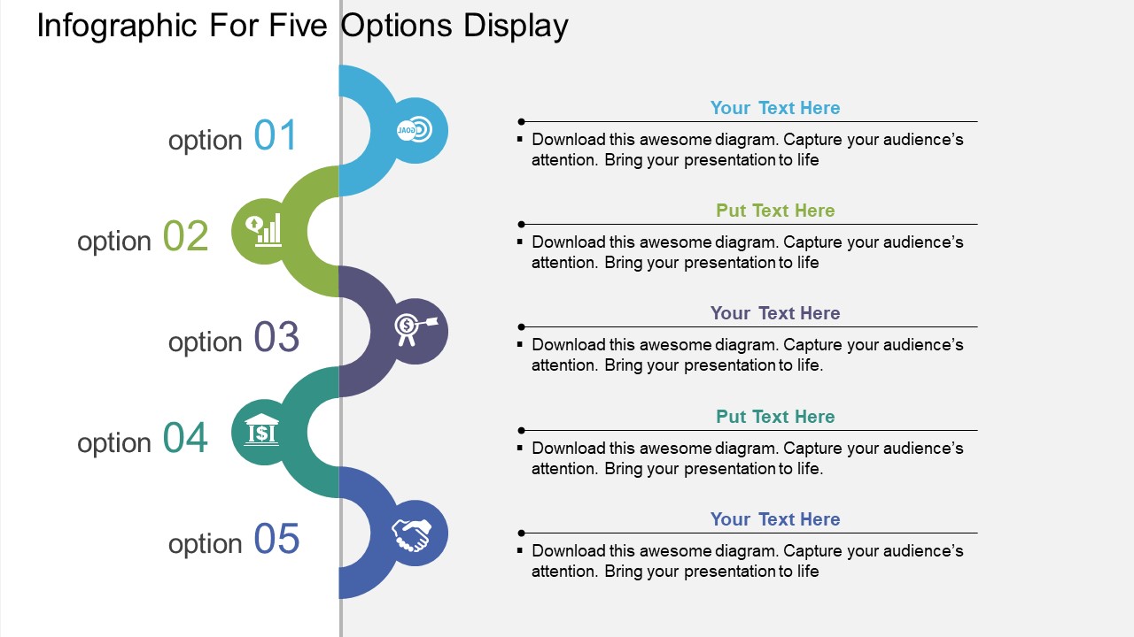 Infographic For Five Options Display Powerpoint Template