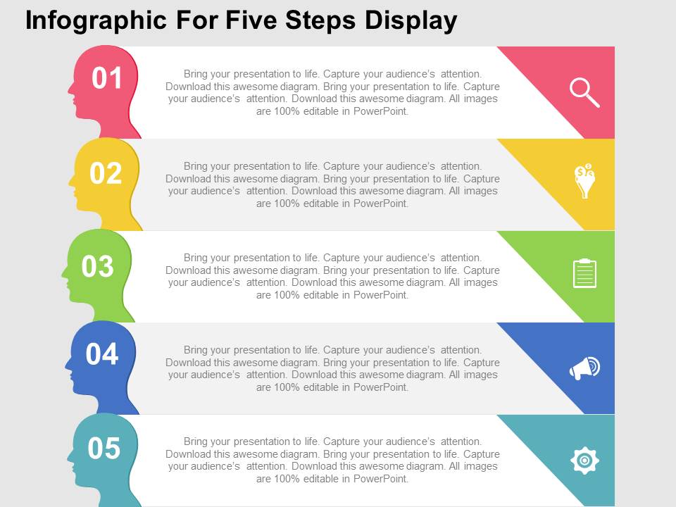 Infographic For Five Steps Display Powerpoint Templates