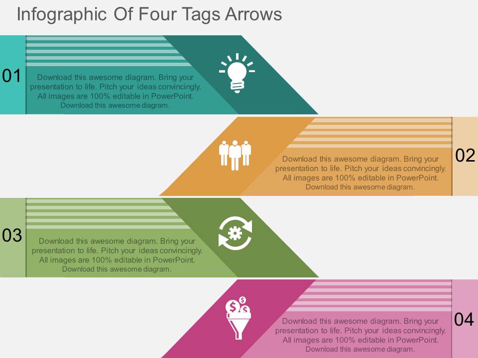Infographic Of Four Tags Arrows Powerpoint Template