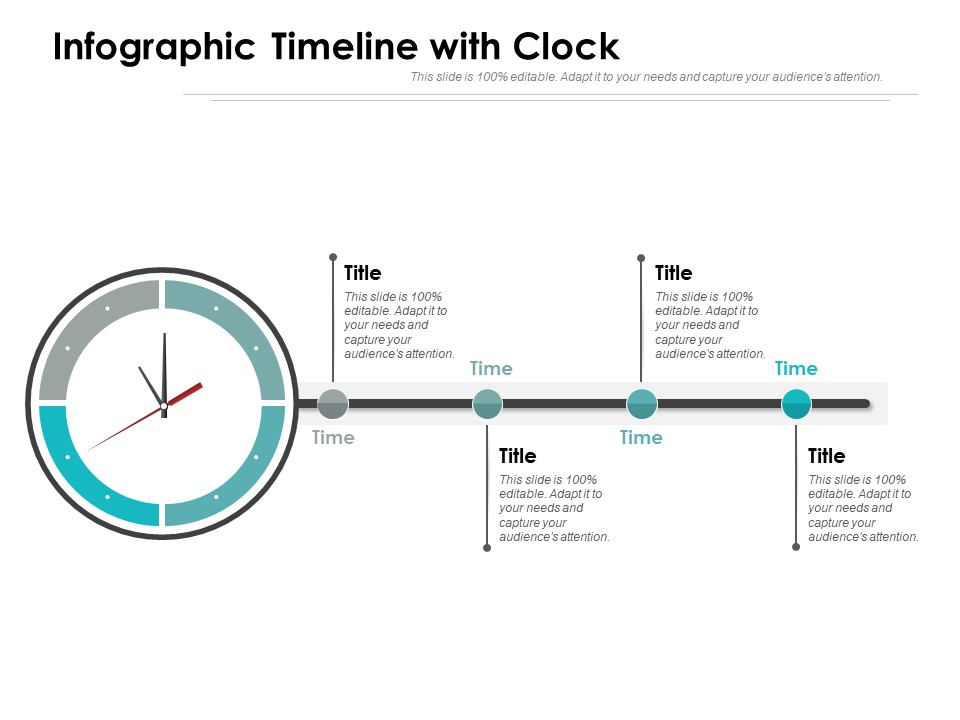 Infographic Timeline With Clock Ppt Powerpoint Presentation Model Example Topics