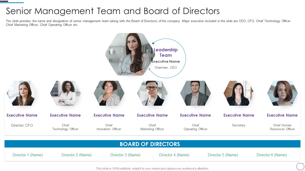 Information Technology Firm Report Example Senior Management Team And Board Directors Formats PDF