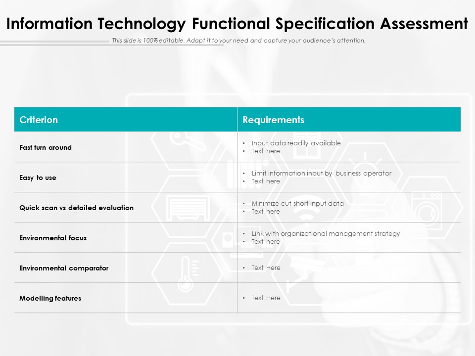 Information Technology Functional Specification Assessment Ppt PowerPoint Presentation Professional Skills PDF