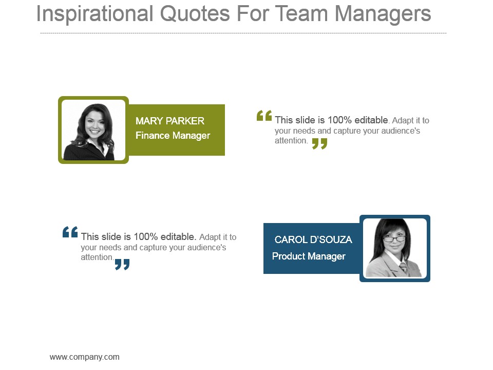 Inspirational Quotes For Team Managers Powerpoint Templates