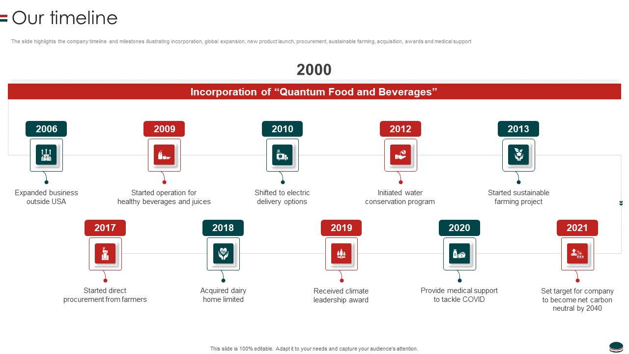 Instant Snacks And Food Firm Details Our Timeline Microsoft PDF