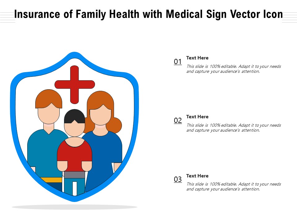 Insurance Of Family Health With Medical Sign Vector Icon Ppt PowerPoint Presentation Gallery Visuals PDF