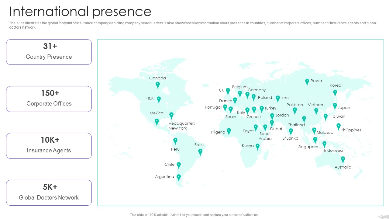 Insurance Services Firm Profile International Presence Brochure PDF
