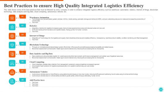 Integrated Logistics Management For Efficient Operations And Accurate Orders Ppt PowerPoint Presentation Complete Deck With Slides