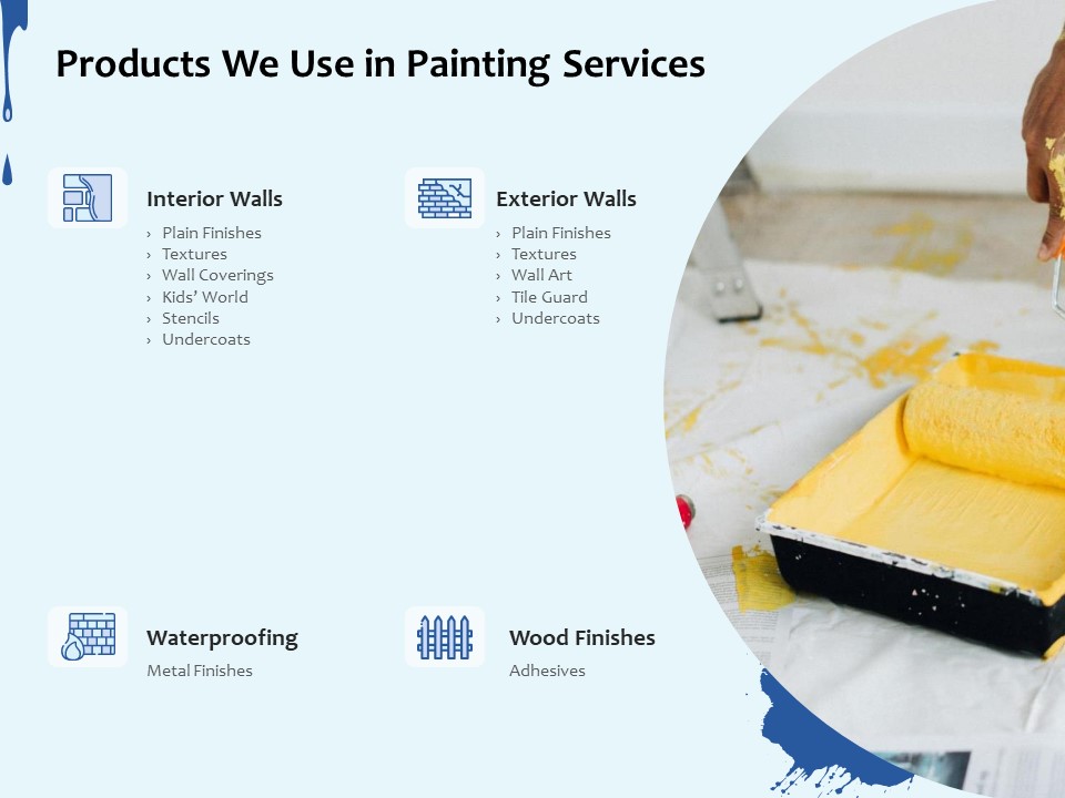 Internal And External Paint Products We Use In Painting Services Ppt Ideas Outfit PDF