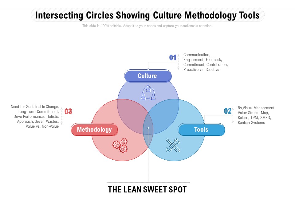 Intersecting Circles Showing Culture Methodology Tools Ppt PowerPoint Presentation Professional Graphic Images PDF