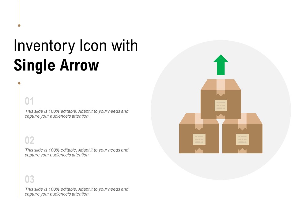 Inventory Icon With Single Arrow Ppt PowerPoint Presentation Gallery Vector