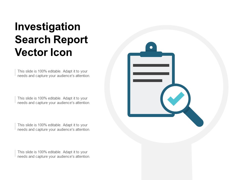 Investigation Search Report Vector Icon Ppt PowerPoint Presentation Layouts Graphics