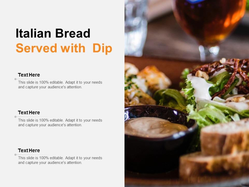 Italian Bread Served With Dip Ppt PowerPoint Presentation Outline Deck