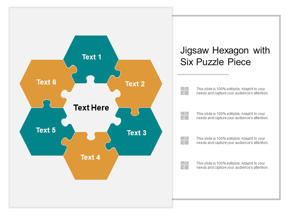 Jigsaw Hexagon With Six Puzzle Piece Ppt PowerPoint Presentation Portfolio Deck