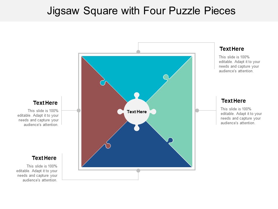 Jigsaw Square With Four Puzzle Pieces Ppt PowerPoint Presentation Layouts Themes