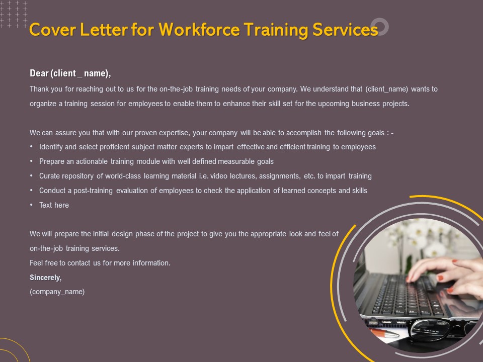 Job Driven Training Cover Letter For Workforce Training Services Ppt Layouts Mockup PDF