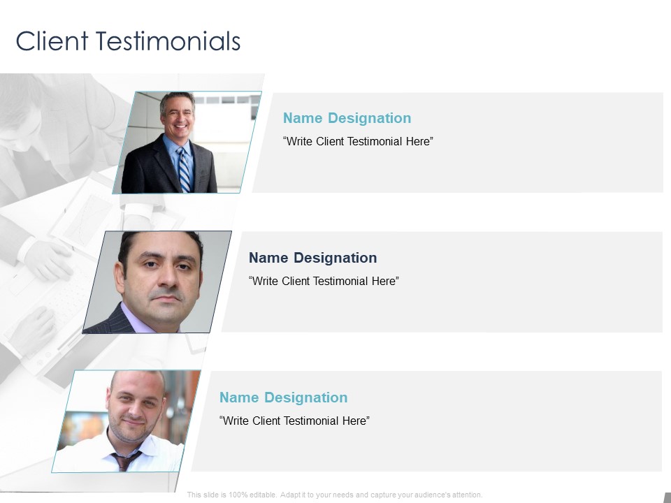 Job Estimate Client Testimonials Ppt Show Icon PDF