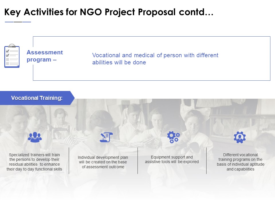 Key Activities For Ngo Project Proposal Contd Ppt Powerpoint Presentation Designs Download