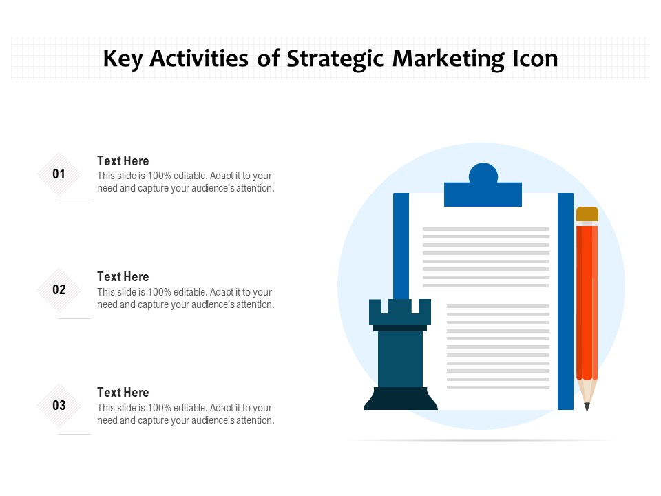 Key Activities Of Strategic Marketing Icon Ppt PowerPoint Presentation File Ideas PDF