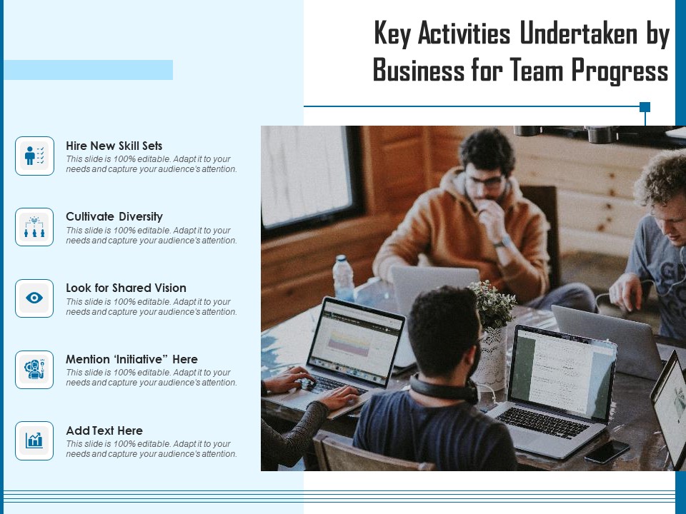 Key Activities Undertaken By Business For Team Progress Ppt PowerPoint Presentation Gallery Master Slide PDF