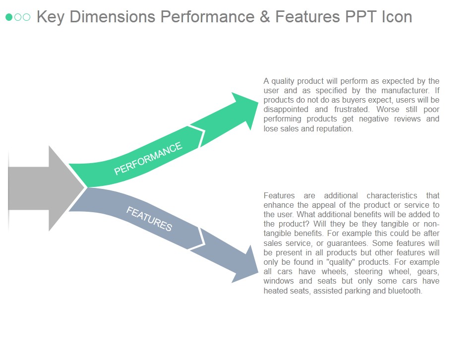 Key Dimensions Performance And Features Ppt PowerPoint Presentation Infographic Template