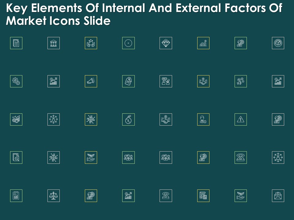 Key Elements Of Internal And External Factors Of Market Icons Slide Guidelines PDF