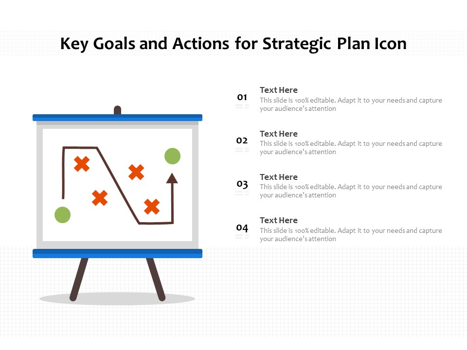 Key Goals And Actions For Strategic Plan Icon Ppt PowerPoint Presentation Gallery Styles PDF