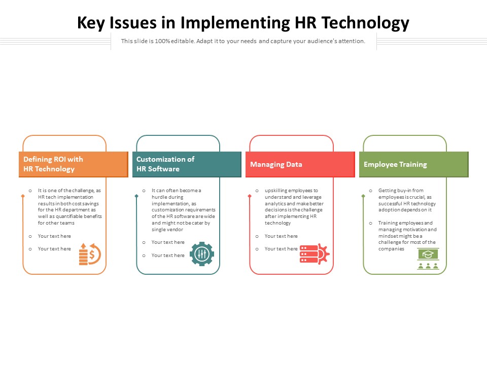 Key Issues In Implementing HR Technology Ppt PowerPoint Presentation Gallery Professional PDF