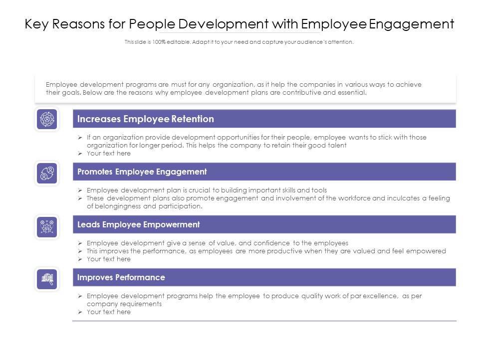 Key Reasons For People Development With Employee Engagement Ppt PowerPoint Presentation Gallery Designs Download PDF