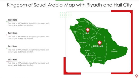 Kingdom Of Saudi Arabia Map With Riyadh And Hail City Infographics PDF