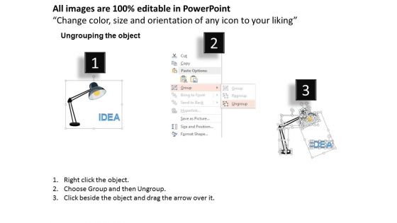 Lamp With Idea Word For Management Studies Powerpoint Template