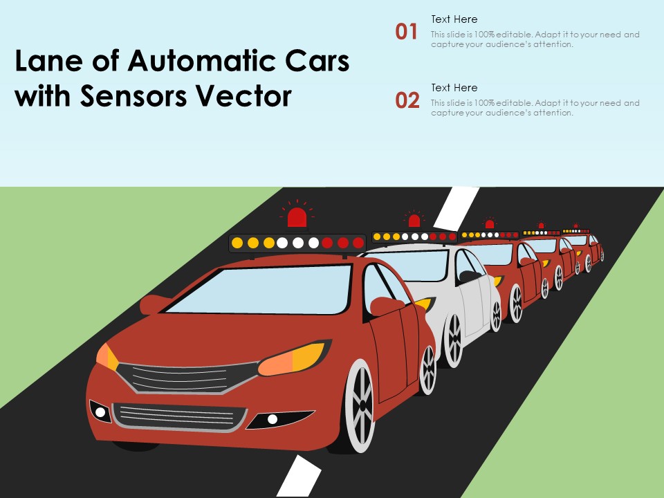 Lane Of Automatic Cars With Sensors Vector Ppt PowerPoint Presentation Portfolio Grid PDF