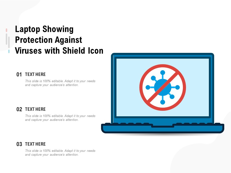 Laptop Showing Protection Against Viruses With Shield Icon Ppt PowerPoint Presentation Gallery Icons PDF