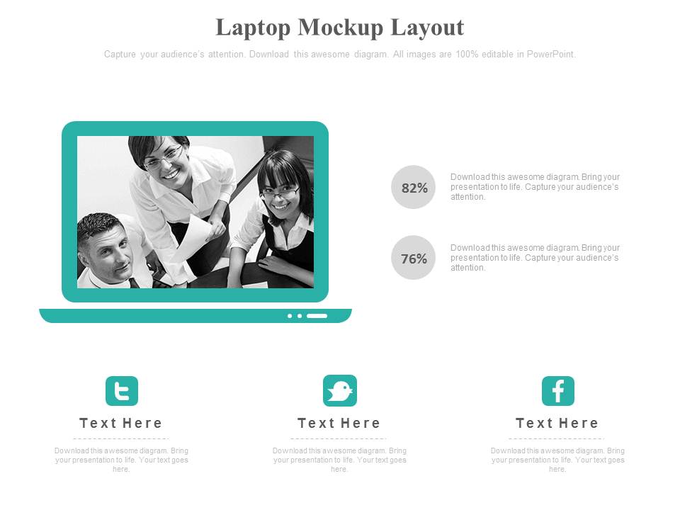 Laptop With Business Team Pictures Powerpoint Slides