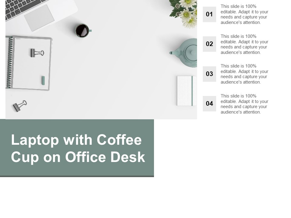 Laptop With Coffee Cup On Office Desk Ppt PowerPoint Presentation Ideas Example