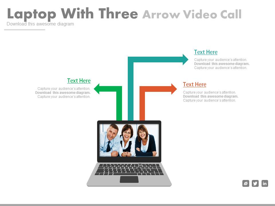 Laptop With Team Pictures For Video Conferencing Powerpoint Template
