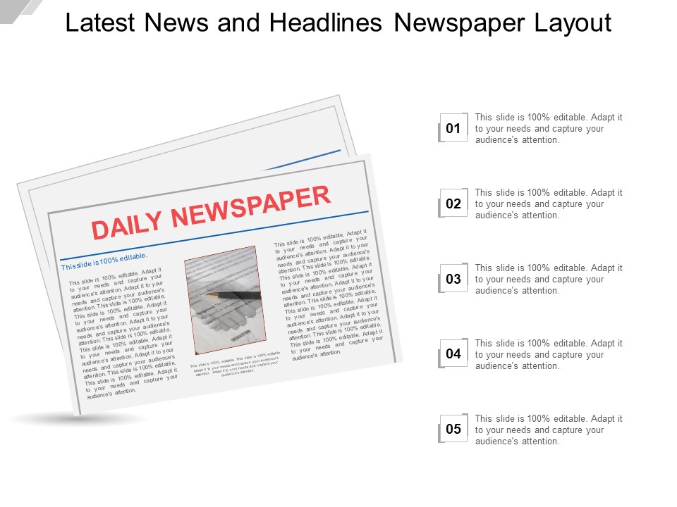 Latest News And Headlines Newspaper Layout Ppt PowerPoint Presentation Pictures Tips