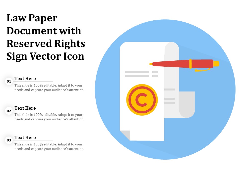 Law Paper Document With Reserved Rights Sign Vector Icon Ppt PowerPoint Presentation Information PDF
