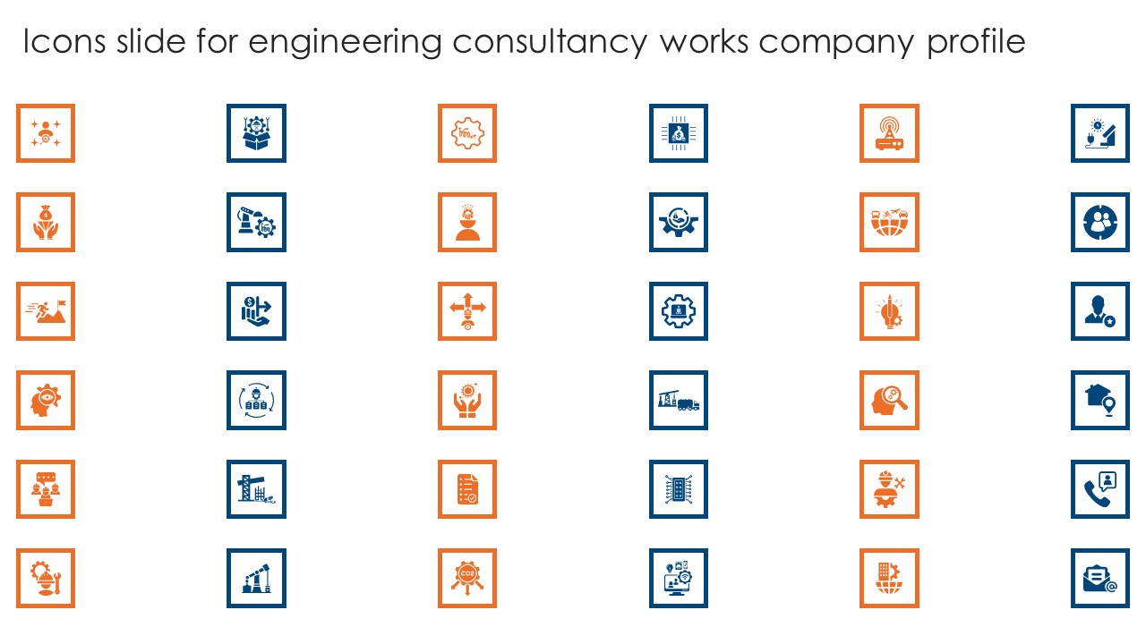 Lcons Slide For Engineering Consultancy Works Company Profile Graphics PDF