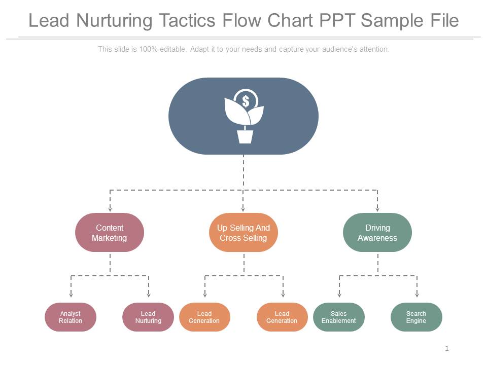 Lead Nurturing Tactics Flow Chart Ppt Sample File